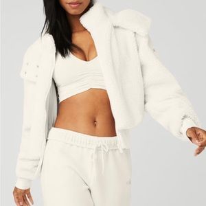 All yoga Sherpa hooded jacket. Size medium. New without tags.